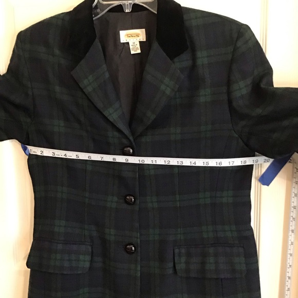 Vintage Talbots Classic Wool Blazer, blue & green plaid Size 10 petite - Picture 8 of 11